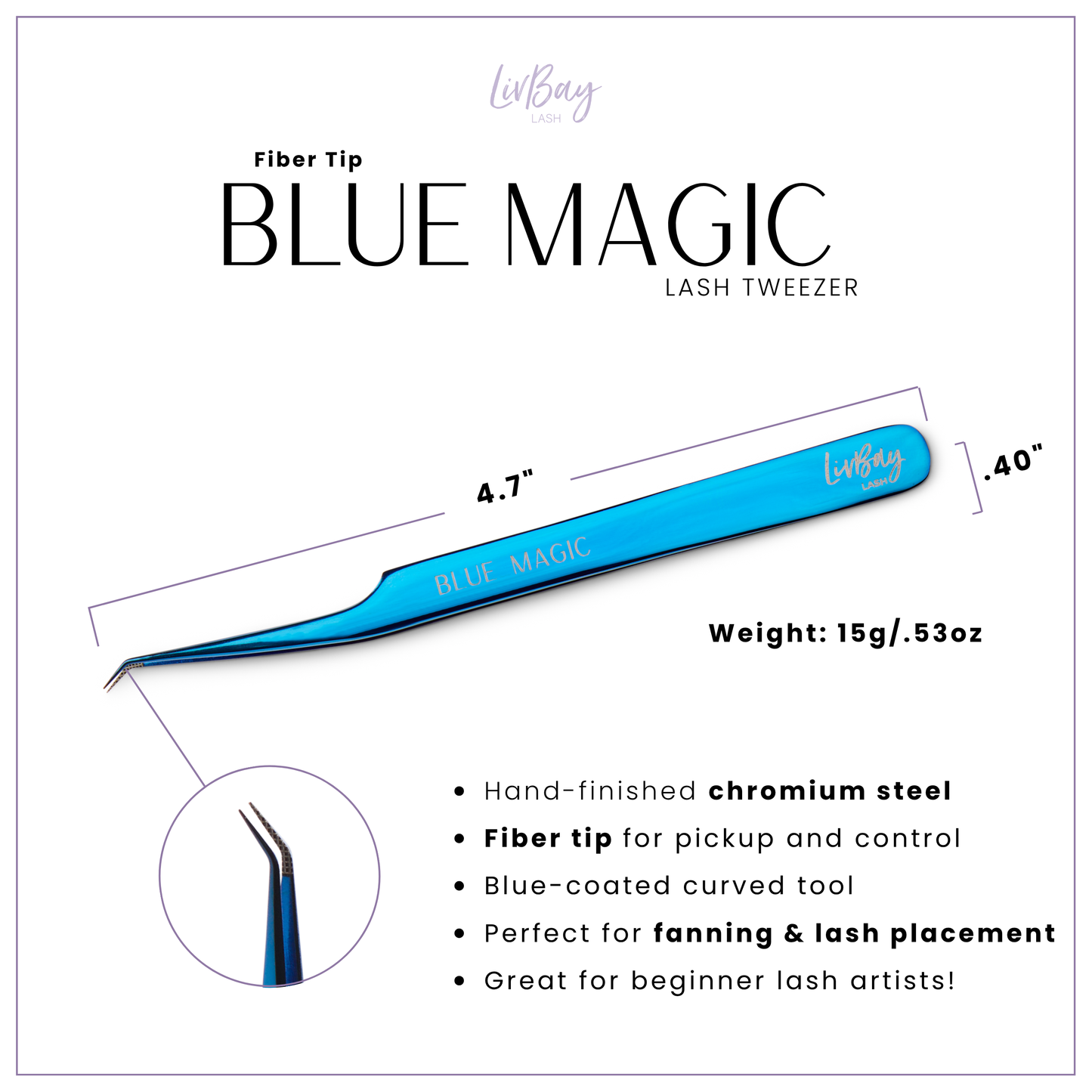 Fiber Tip Blue Magic Lash Tweezer