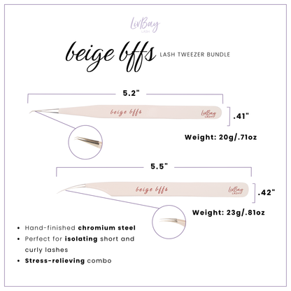 Beige BFFs Lash Tweezer Set