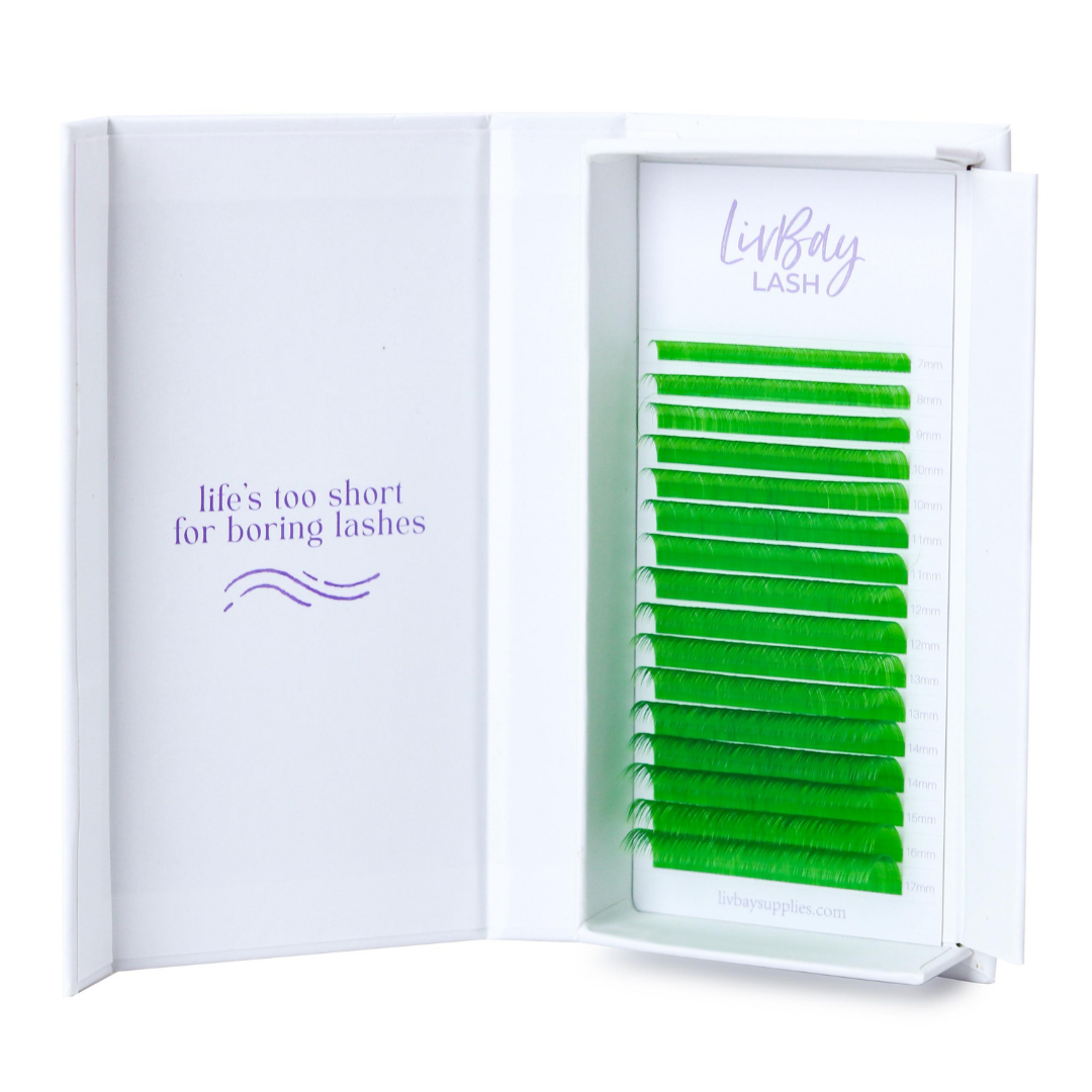 NEW Aurora Colored Lash Extensions - Green Mix Tray