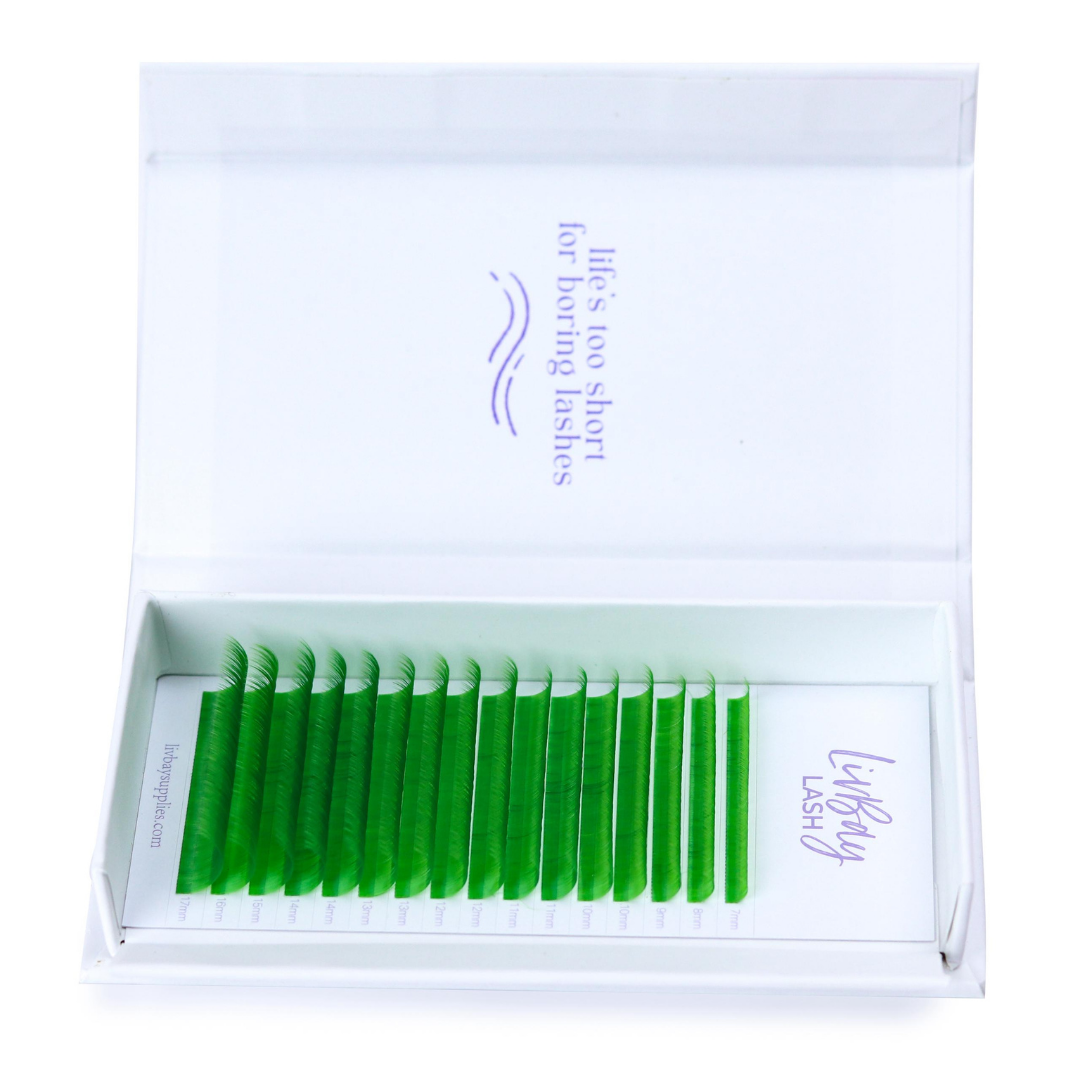NEW Aurora Colored Lash Extensions - Green Mix Tray