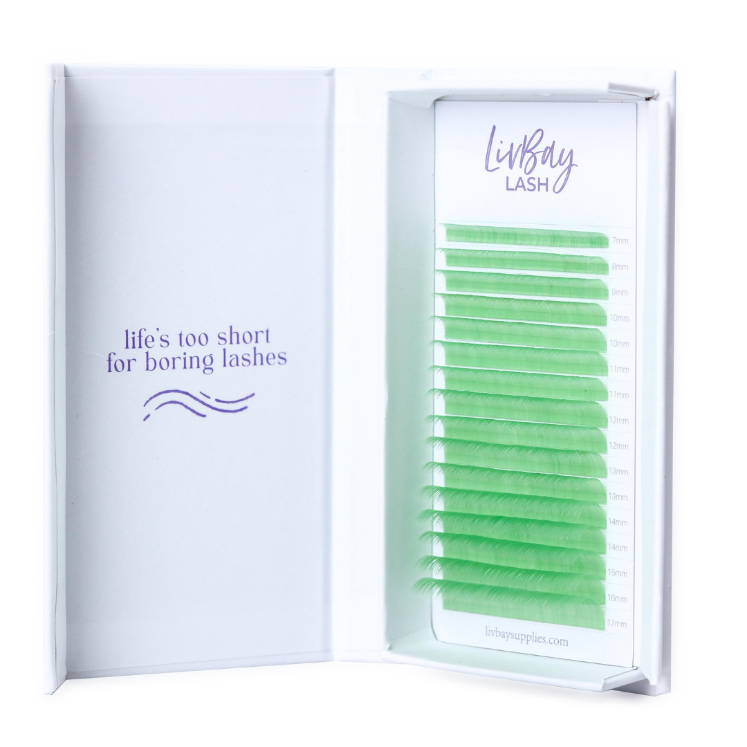 NEW Aurora Colored Lash Extensions - Light Green Mix Tray