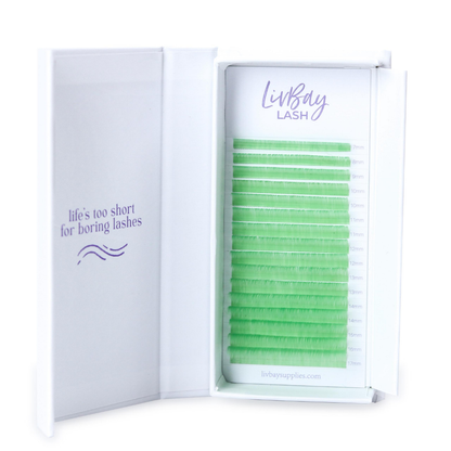 NEW Aurora Colored Lash Extensions - Light Green Mix Tray