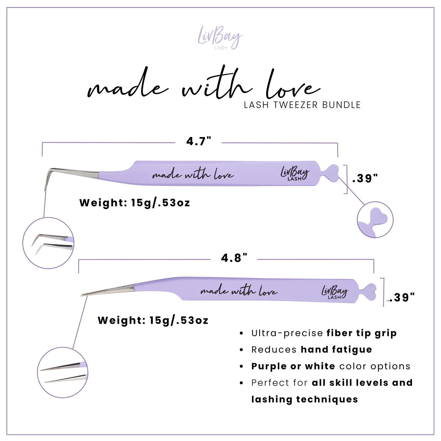 NEW Made with Love Fiber Tip Tweezer Set