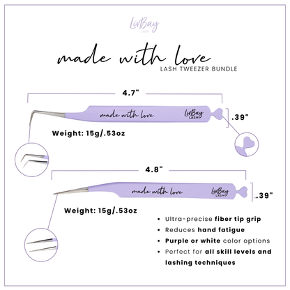 NEW Made with Love Fiber Tip Tweezer Set