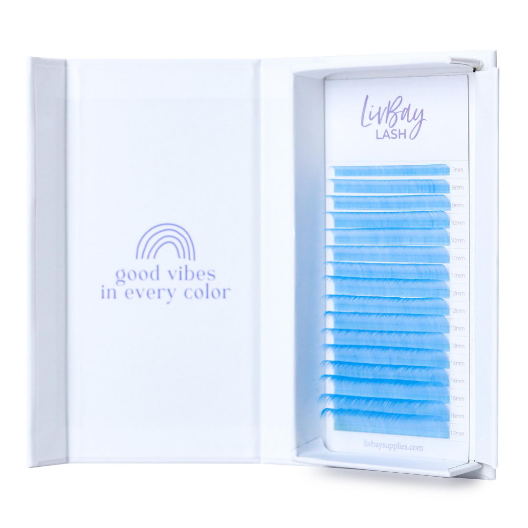 NEW Aurora Colored Lash Extensions - Light Blue Mix Tray