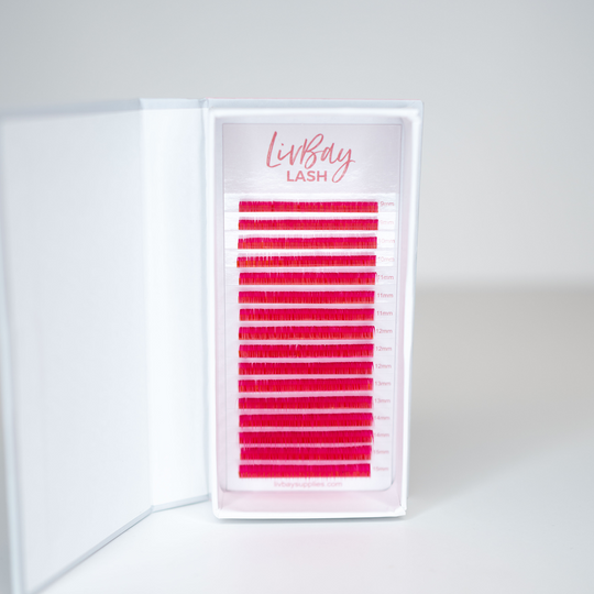 Hot Pink Lash Extensions - 0.07MM Color Single Tray (12 Lines) (6568212201534)