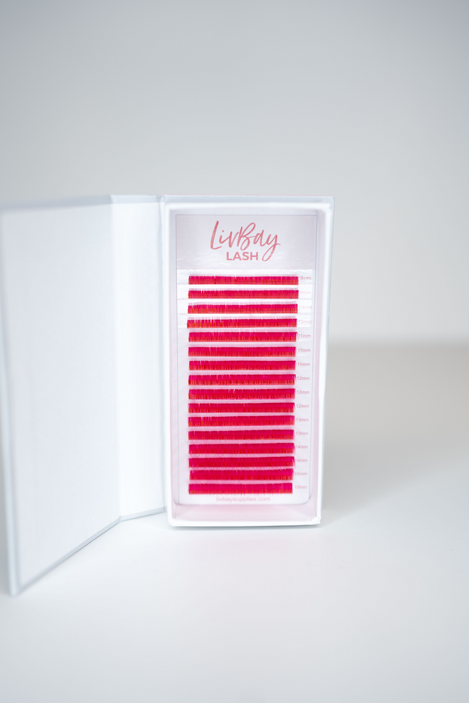 Hot Pink Lash Extensions - 0.07MM Color Single Tray (12 Lines) (6568212201534)